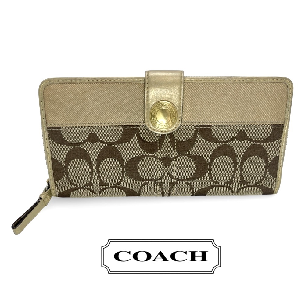 2007 Coach Long Wallet Limited Edition Signature Gold Monogram READ